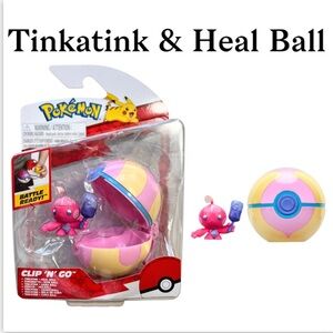 New Jazwares Pokémon Clip 'N' Go Heal Ball & Battle Figure - Tinkatink